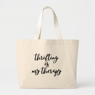Thrifting ist meine Therapie große Tasche