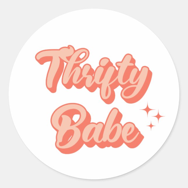 Thrifty Babe Retro Runder Aufkleber (Vorderseite)