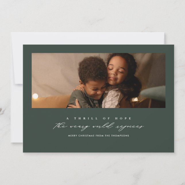 Thrill Hope Green Foto Holiday Card Feiertagskarte (Vorderseite)