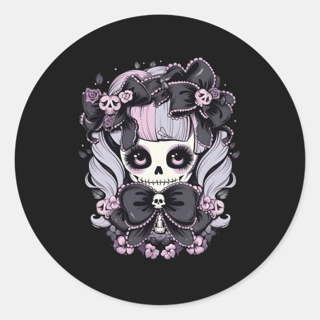 Thrills Halloween-Skull-Artwork Runder Aufkleber (Vorderseite)