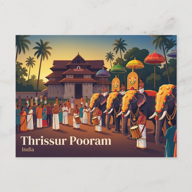 Thrissur Pooram Indien Postkarte (Vorderseite)