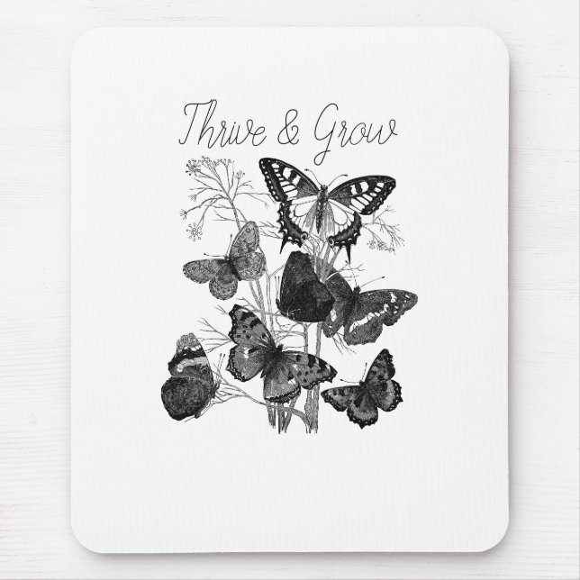 Thrive & Grow Butterfliegen Mousepad (Vorne)