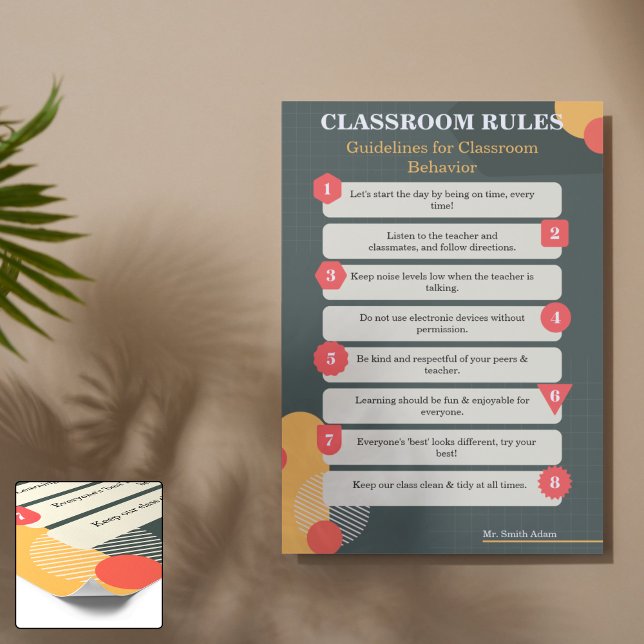 Thrive & Learn: Klassenregeln Poster (Editierbar) (Establish a positive and structured classroom environment with this printable list of rules!)