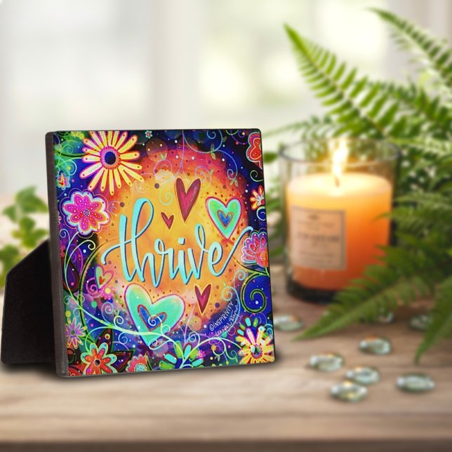 Thrive Whimsical Fun Floral Inspirivity Easel Fotoplatte (Von Creator hochgeladen)