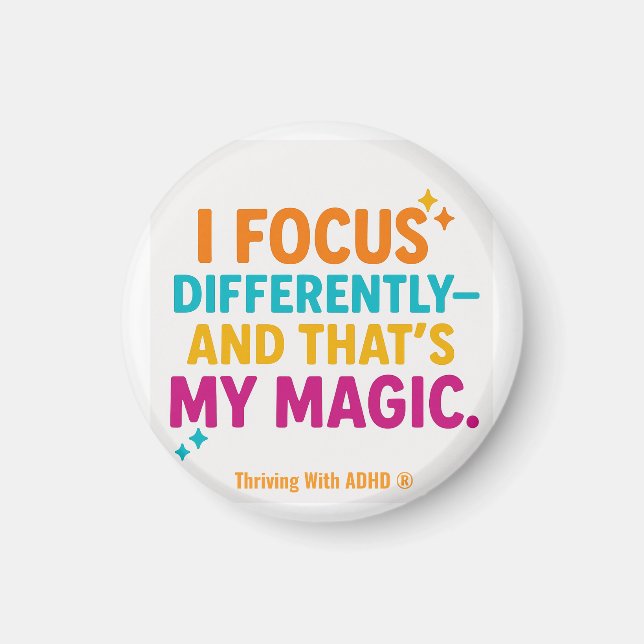 Thriving mit ADHD* "i Focus anders" Magnet (Vorne)
