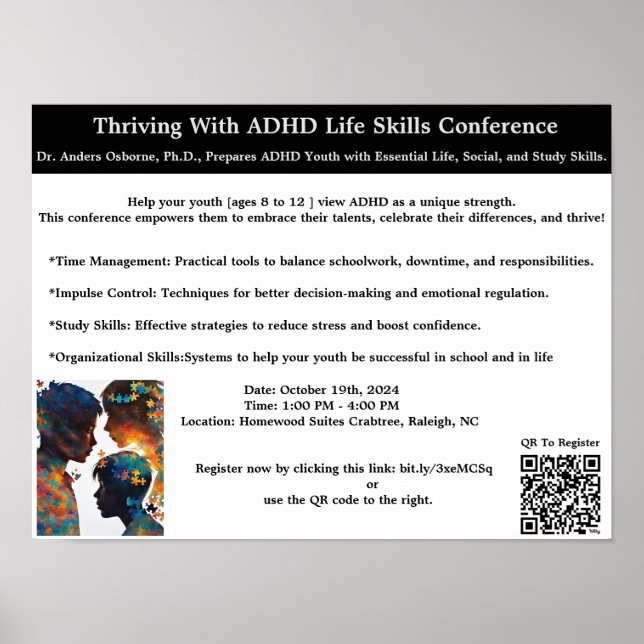 Thriving mit ADHD Konferenz in Oct.NC. Poster (Vorne)