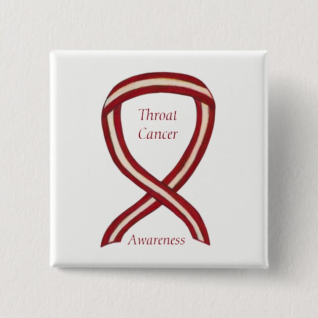 Throat Cancer Awareness Ribbon Streifen benutzerde Button (Vorderseite)