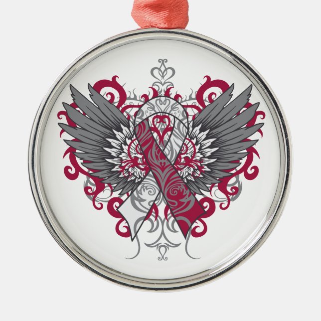 Throat Cancer Cool Wings Silbernes Ornament (Vorne)