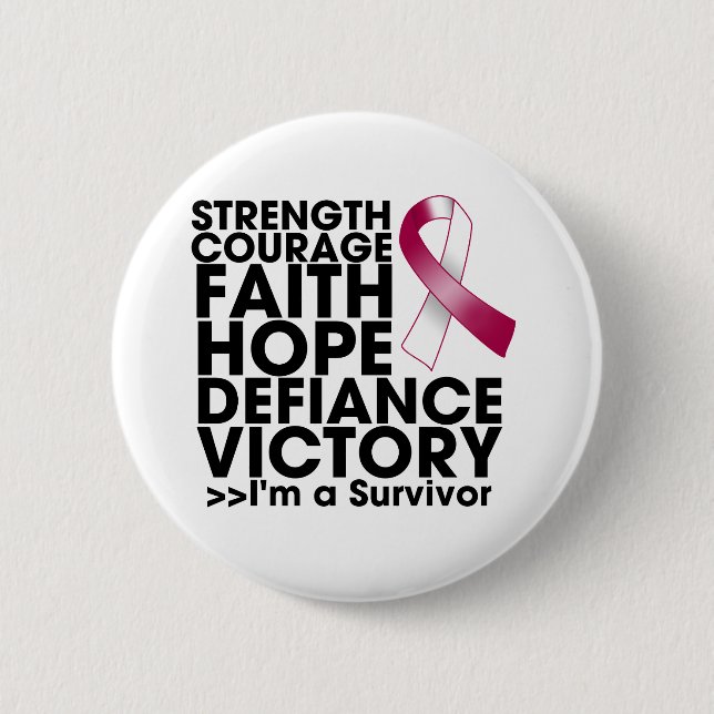 Throat Cancer Hope Strength Victory Button (Vorderseite)
