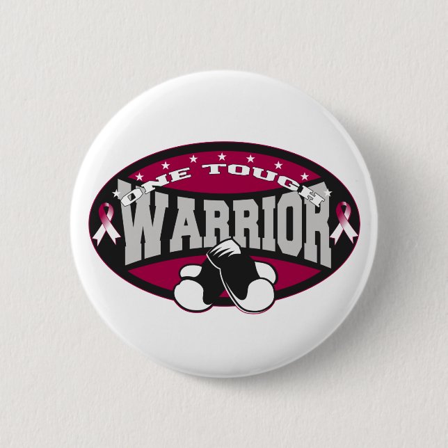 Throat Cancer One Tough Warrior Button (Vorderseite)