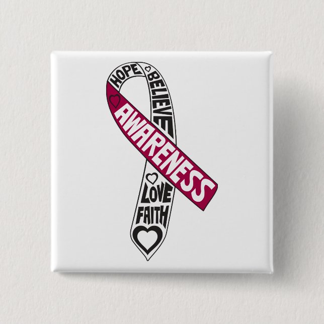 Throat Cancer Slogans Ribbon Button (Vorderseite)