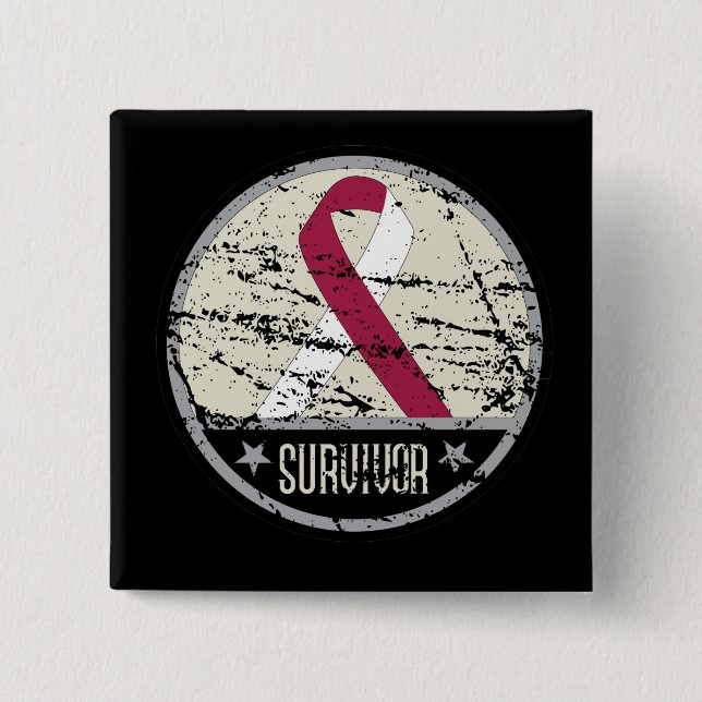 Throat Cancer Survivor Mens Vintag Button (Vorderseite)