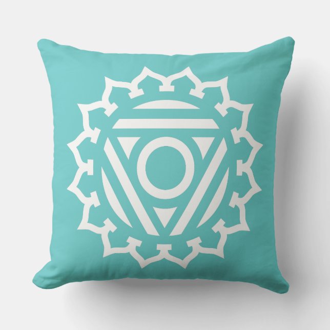 Throat Chakra Energy Throw Kissen (Vorderseite)