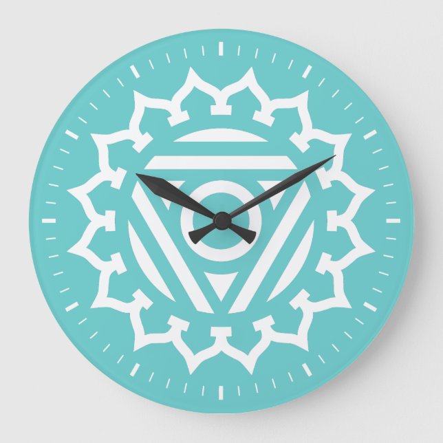 Throat Chakra Energy Wall Clock Große Wanduhr (Vorderseite)