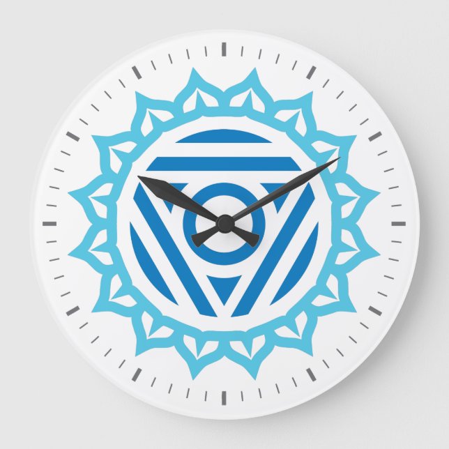 Throat Chakra Energy Wall Clock Große Wanduhr (Vorderseite)