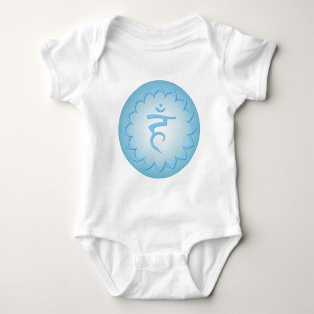 Throat Chakra - Light Blue Baby Strampler (Vorderseite)