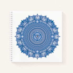 Throat Chakra Mandala Blue Square Notebook Notizbuch