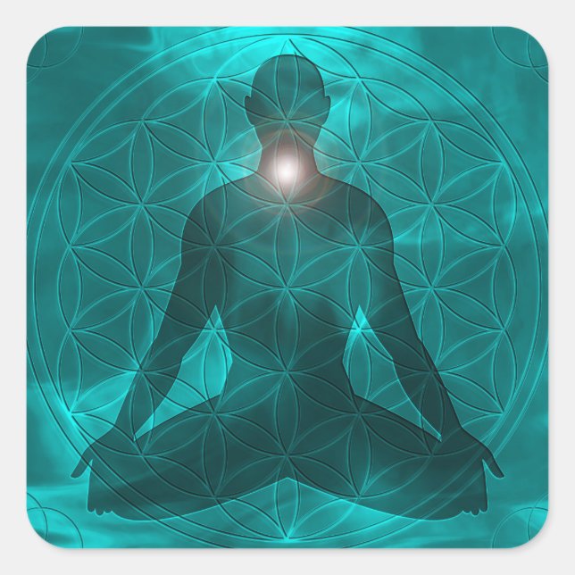 Throat Chakra Vishuddha Quadratischer Aufkleber (Vorderseite)