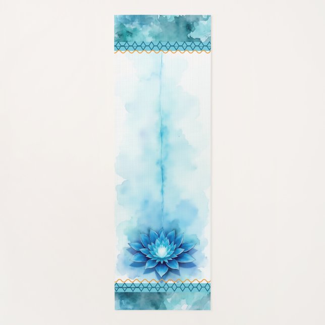 Throat Chakra Yoga Mat | Blue Lotus Alignment Yogamatte (Vorderseite)