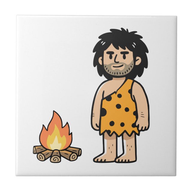 Throk Höhlenmensch & Feuer Fliese (Vorderseite)