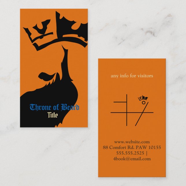 Throne Black on Orange Business Card Visitenkarte (Vorne/Hinten)