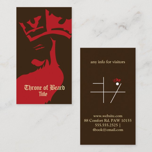 Throne Red auf DarkBrown Business Card Visitenkarte (Vorne/Hinten)