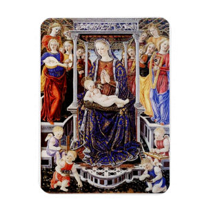 Thronende Madonna mit Kind und musizierendem Engel Magnet