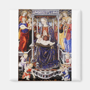 Thronende Madonna mit Kind und musizierendem Engel Magnet