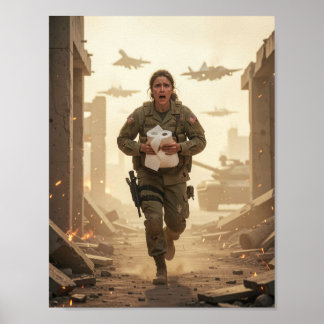Through Ash and Absurdity She Runs Poster