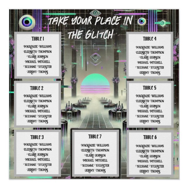 👁️ "Through the Glitch" Weirdcore Seating Chart (Vorderseite)