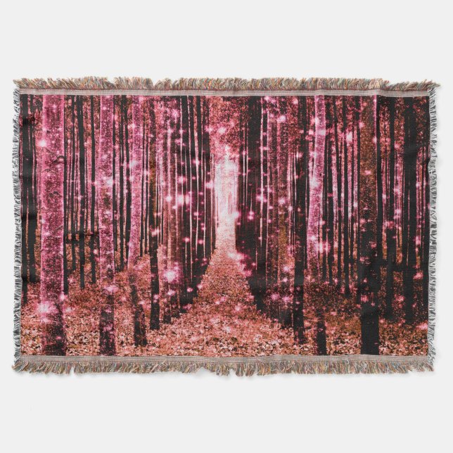 Throw Blanket Magischen Wald Peach Pink Decke (Vorderseite)