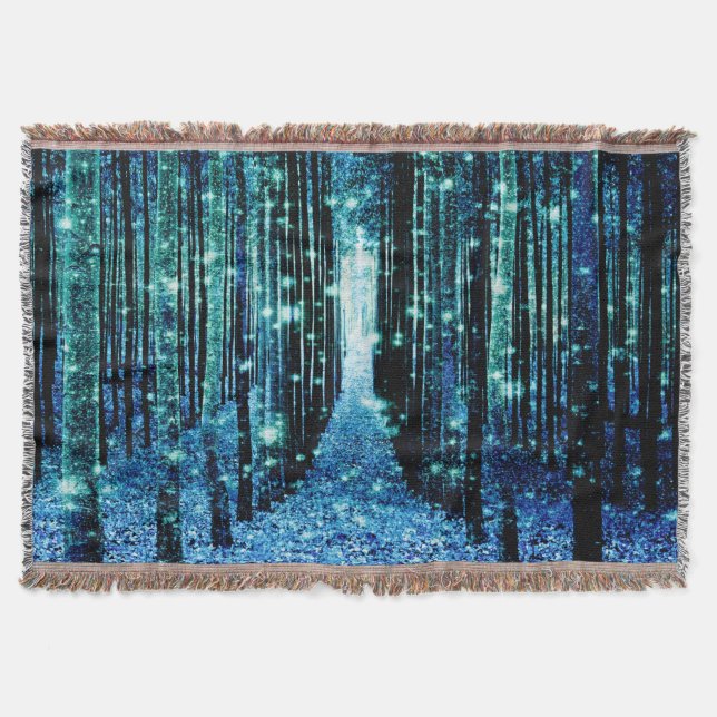 Throw Blanket: Magischer Wald Türkis Aquamarin Decke (Vorderseite)