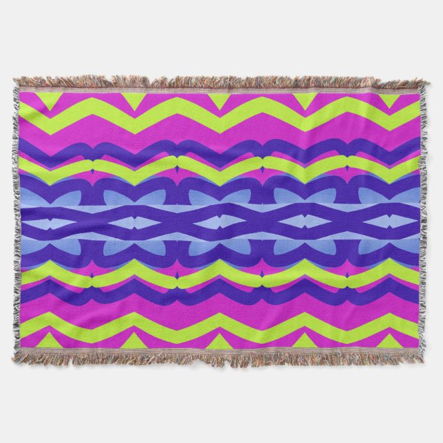 Throw Blanket, modernes mehrfarbiges Stoffmuster T Decke (Vorderseite)