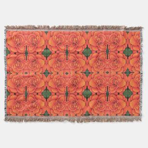 Throw Blanket Orange Begonia Decke