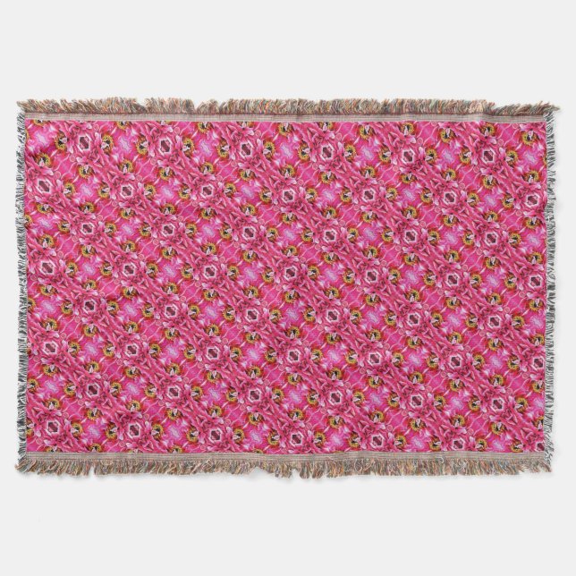 Throw Blanket Pink Peony Pattern Decke (Vorderseite)