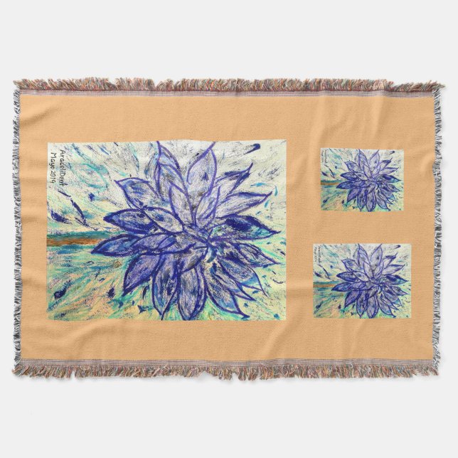 Throw Blanket Rare Blue Dalhia Decke (Vorderseite)