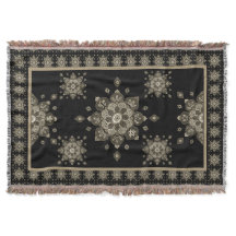 Throw Blanket Sepia Medallions auf schwarz