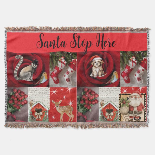 Throw Christmas Blanket - Santa Stop Here  Decke (Vorderseite)
