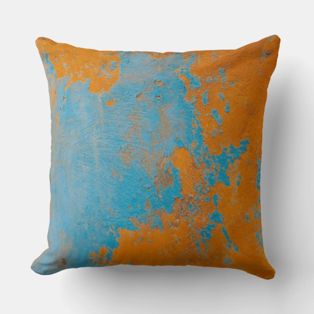 Throw Cushin - Rustic Wall Yellow Blue Mustard Kissen (Vorderseite)