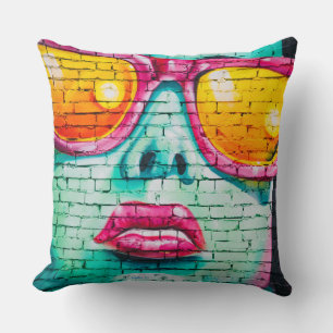Throw Cushion - Lipstick Urban Street Art Kissen