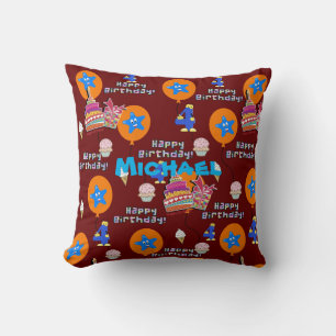 Throw Kissen, #4 Happy 4th Birthday Dark Red Kissen