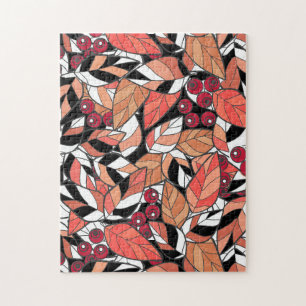 Throw Kissen Abstrakter Cartoon Blätter Beeren sch Puzzle