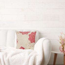 Throw Kissen Alte Creme Quilt Tatzerte rote Blume