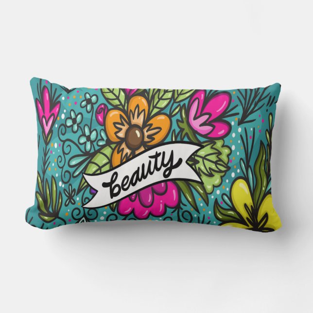 Throw Kissen Beauty mit Blume (Vorderseite)