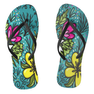 Throw Kissen Beauty mit Blume Flip Flops