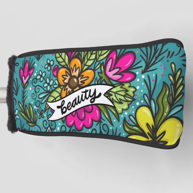 Throw Kissen Beauty mit Blume Golf Headcover (Vorderseite)