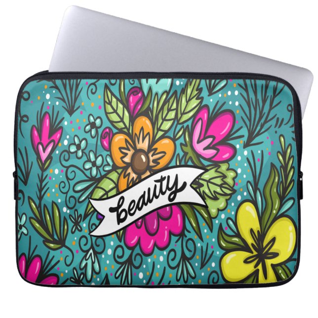 Throw Kissen Beauty mit Blume Laptopschutzhülle (Vorderseite)