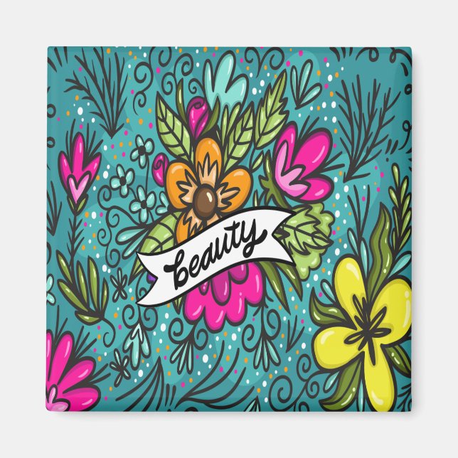 Throw Kissen Beauty mit Blume Magnet (Vorne)