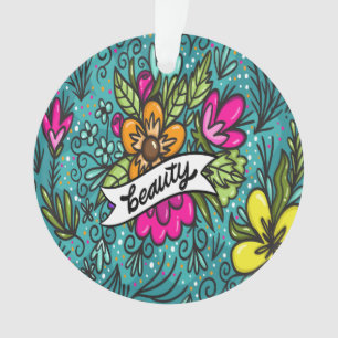 Throw Kissen Beauty mit Blume Ornament