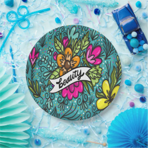 Throw Kissen Beauty mit Blume Pappteller